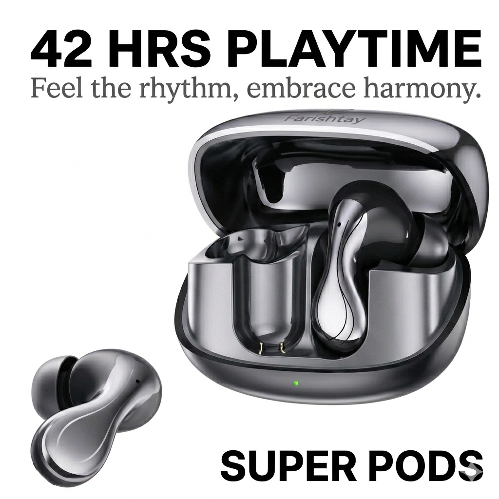 FARISHTAY SuperPods Studio ANC TWS Ear Buds Wireless, 38dB Quad Mic Noise Cancellation, Hi-Res Audio with LDAC, 3D Soundstage, Up to 60H Playback, Bluetooth True Wireless Earbuds