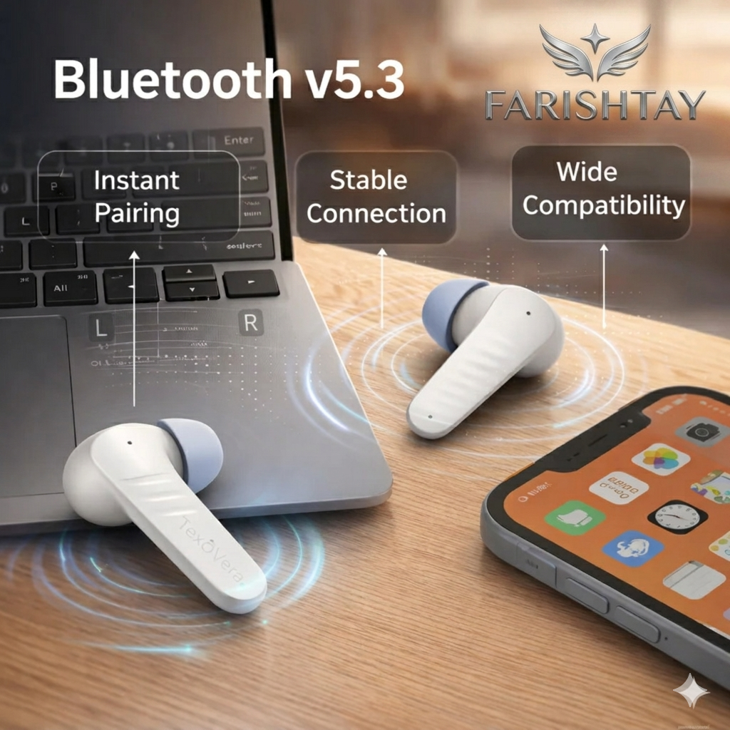 FARISHTAY Wireless Earbuds – Calm Sound, Elegant Style