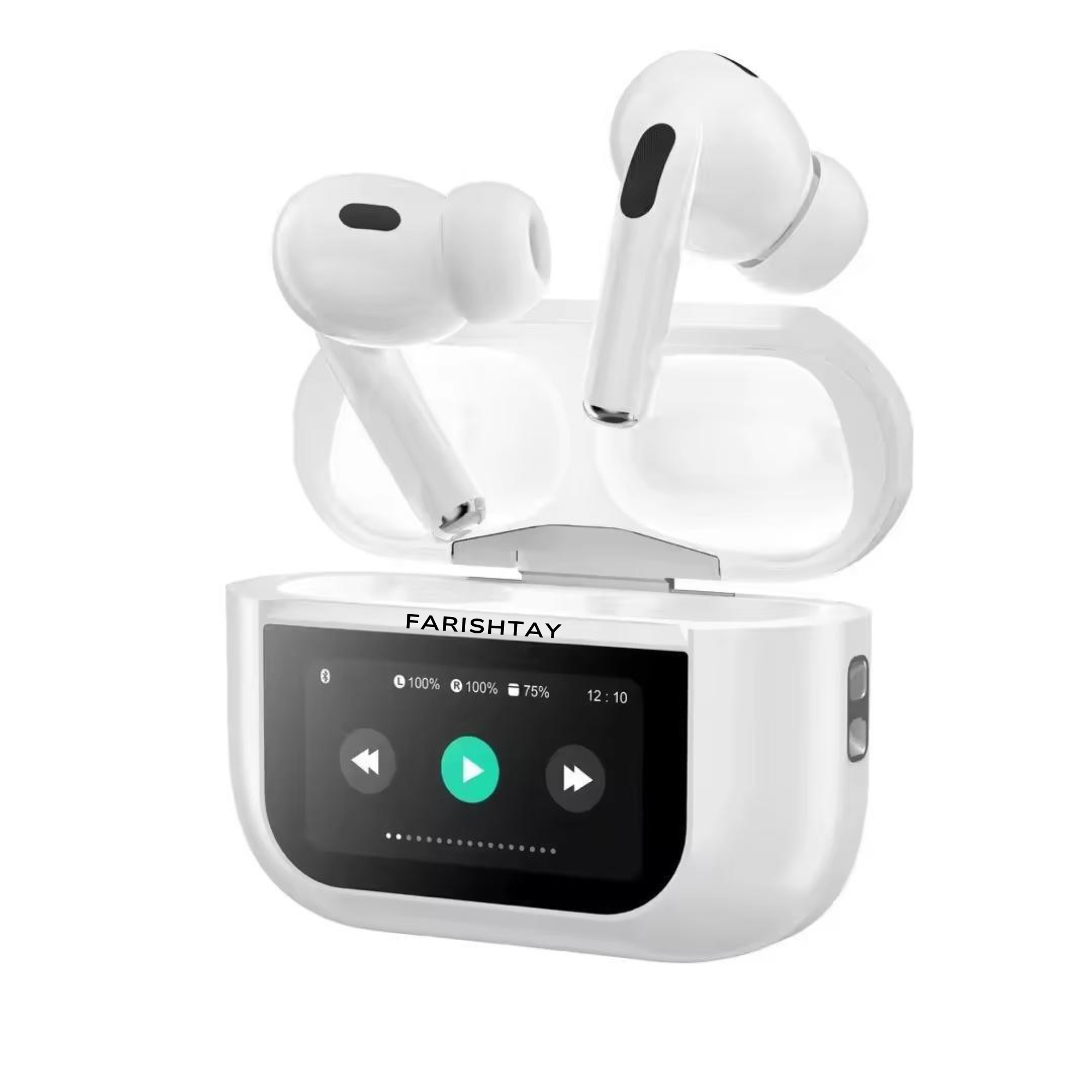 FARISHTAY Touch Display Earbud with Fast charging 60 hour playtime Gaming Music Smart Bluetooth Headset (Multicolor, True Wireless)